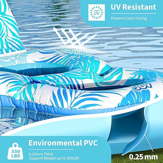 Pool Floats for Adults,Inflatable Chair Lounger Floaties with Drink Holder,Travel Pool Beach Lake Swim Inflatables Water Floating Rafts nirvanaguru
