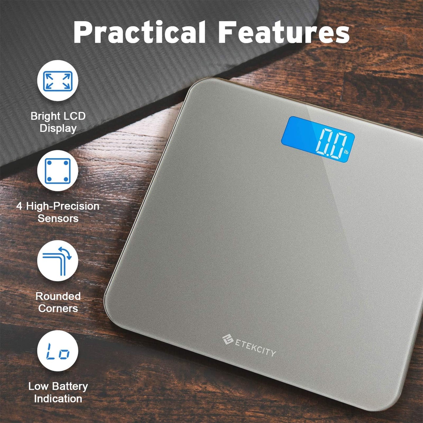 Etekcity Digital Body Weight Bathroom Scale, Large Blue LCD Backlight Display, High Precision Measurements,6mm Tempered Glass, 400 Pounds Nirvana Guru