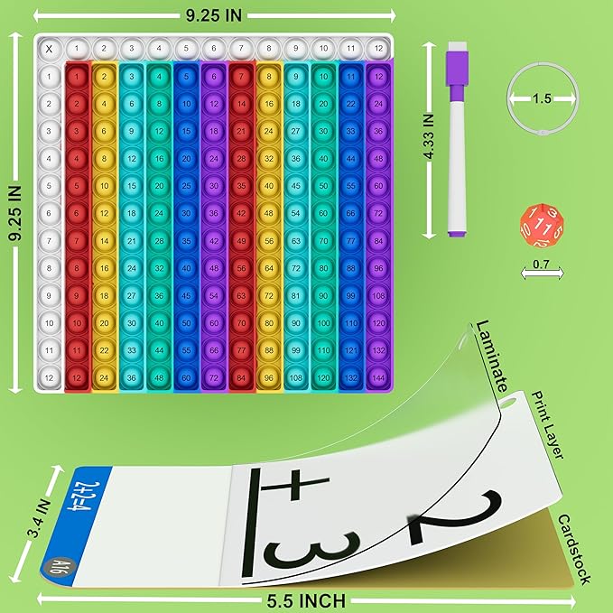 Math Games for Kids - Flash Cards for Kids - Pop it Practice with Addition, Subtraction, Multiplication & Division - Ideal for Math Learning and Skill Building. Nirvana Guru