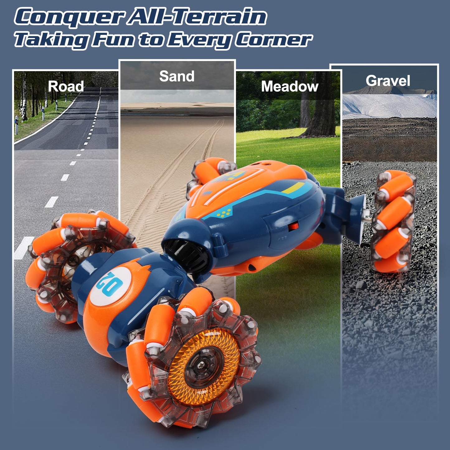 Gesture Sensing RC Stunt Car - Boys Toys Age 6-8-12, 4WD Hand Controlled Remote Control Twist Car with Light & Music, Cool Birthday Presents and Ideas Gifts for Kids Age 7 9 10 11 12 Years Old Nirvana Guru