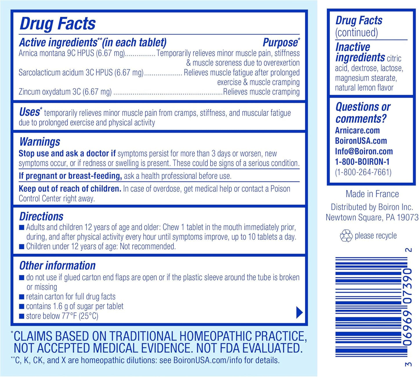 Boiron Arnicare Leg Cramps for Day and Night Relief from Cramping and Stiffness in Feet or Calves - 33 Tablets - Nirvana Guru