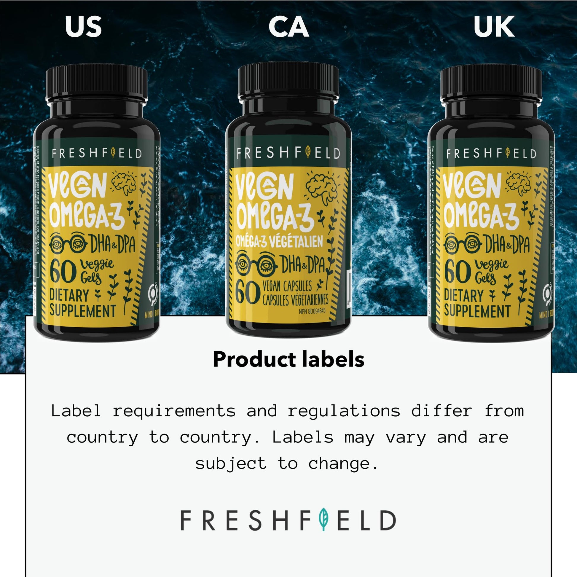 Freshfield Vegan Omega 3 DHA: Algae Oil, Most Reviewed, Carrageenan Free, Sustainably Sourced, Tested, No Heavy Metals, Fish Oil Alt, Plant Based Omega. Supports Heart, Brain, Joint Health w/DPA Nirvana Guru