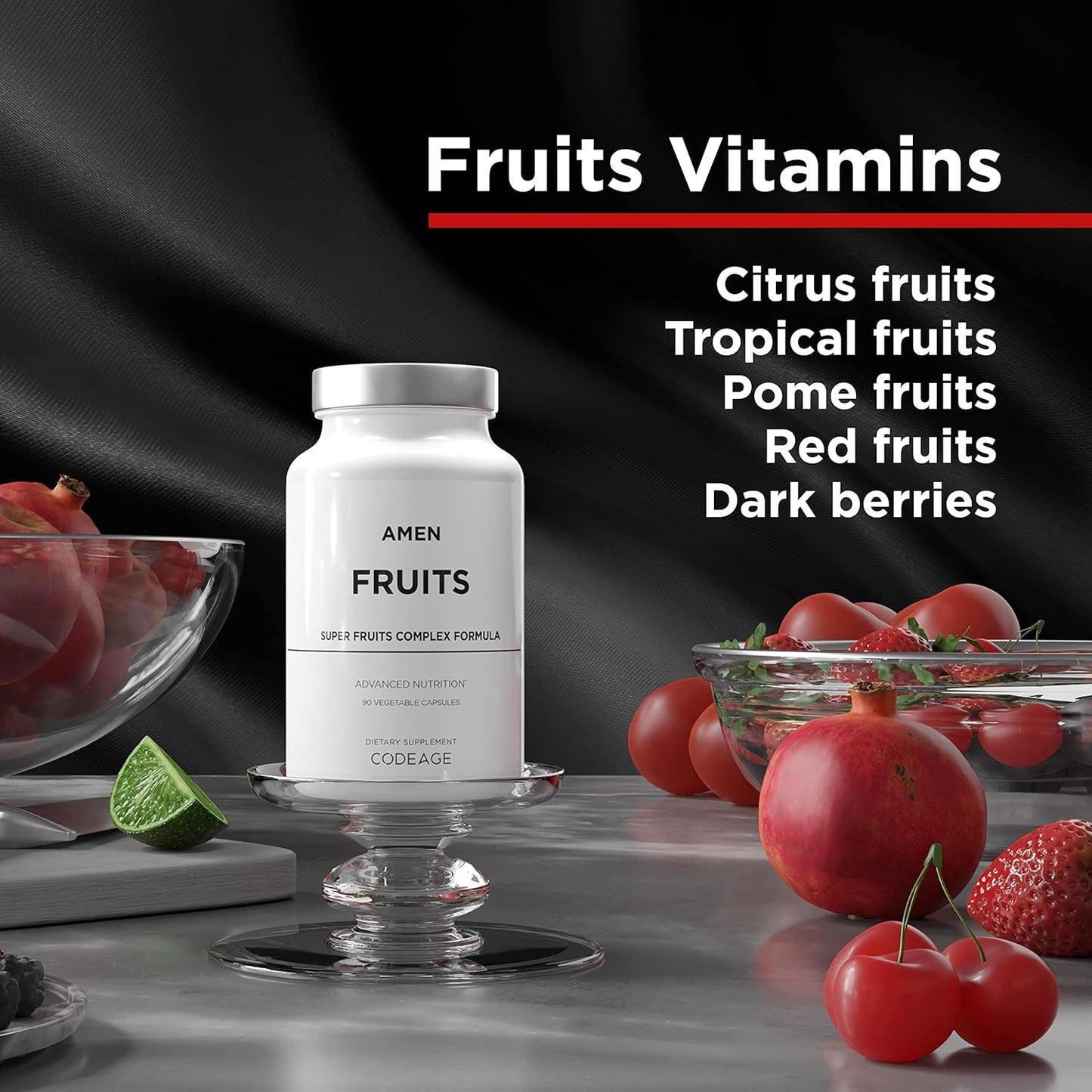 Amen Fruits, Daily Fruits Vitamins Supplements, Over 20 Whole Fruit Extracts - Raw Multivitamin, Berries, Antioxidant Polyphenols Superfood & Flavonoids - Non-GMO - 90 Capsules Nirvana Guru
