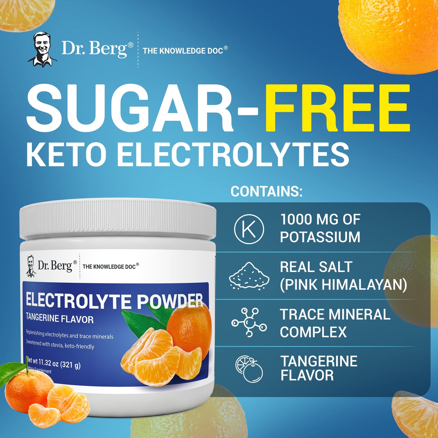 Dr. Berg Zero Sugar Hydration Keto Electrolyte Powder - Enhanced w/ 1000 mg of Potassium & Real Pink Himalayan Salt (NOT Table Salt) - Raspberry & Lemon Flavor Hydration Drink Supplement, 100 Servings Nirvana Guru