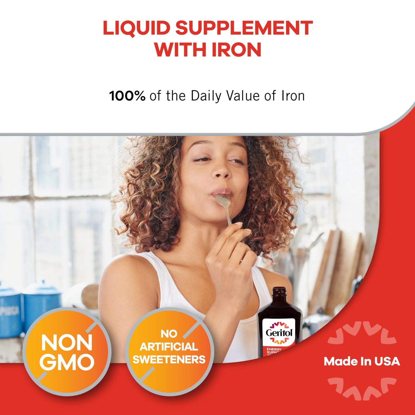 Geritol Liquid Vitamin and Iron Supplement, Energy Support, Contains High Potency B-Vitamins and Iron, Pleasant Tasting, Easy to Swallow, No Artificial Sweeteners, Non-GMO, 12 Oz Nirvana Guru