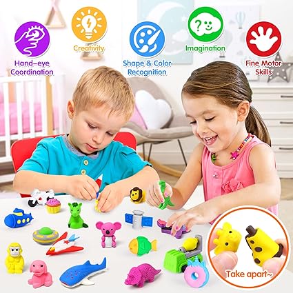 70 Pack Animal Erasers for Kids Bulk Desk Pets Classroom Prizes Treasure Box Toys for Classroom Supplies, 3D Puzzle Mini Erasers Pencil Eraser Back to School Supplies for Kids Party Favors (Random) nirvanaguru