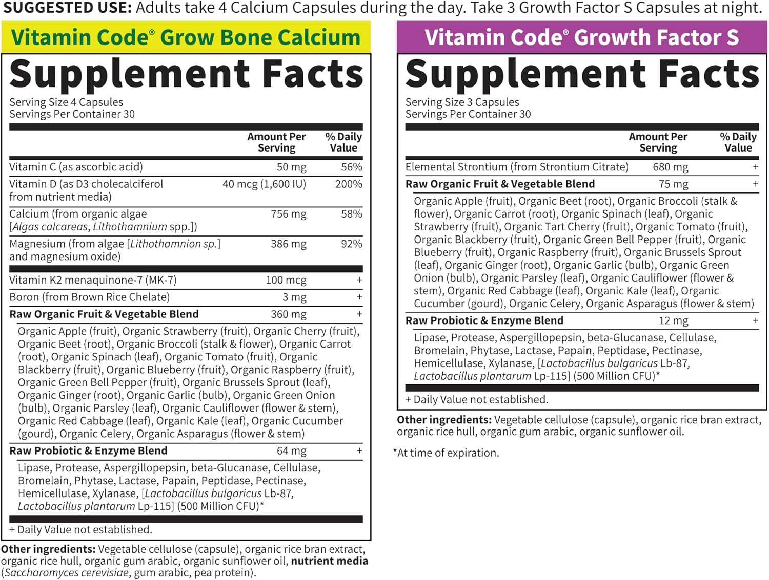 Garden of Life Calcium Supplement - Vitamin Code Grow Bone Made with Whole Foods, Strontium, Magnesium, K2 MK7, Vitamin D3 & C Plus Probiotics for Gut Health, 30 Day Supply - Nirvana Guru