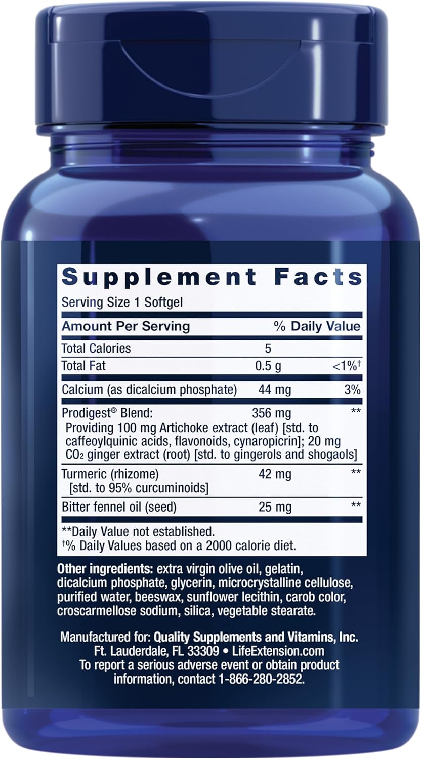 Life Extension Bloat Relief, Artichoke, Ginger, Fennel and Turmeric for Digestive Health, Supports Bloating Relief and Promotes Digestive Comfort, Gluten Free, Non-GMO, 60 softgels - Nirvana Guru