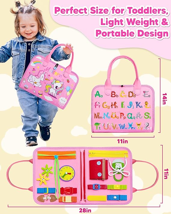 Exorany Busy Board Montessori Toys for Toddler Girl Birthday Gifts, Busy Book Sensory Learning Toys for Toddlers, Toddler Girl Airplane Car Travel Toy Educational Activities nirvanaguru