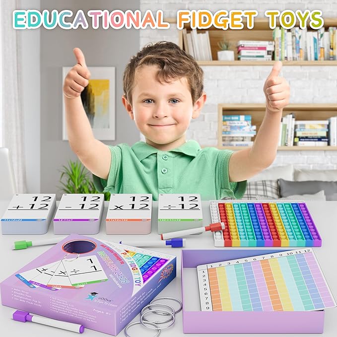 Math Games for Kids - Flash Cards for Kids - Pop it Practice with Addition, Subtraction, Multiplication & Division - Ideal for Math Learning and Skill Building. Nirvana Guru