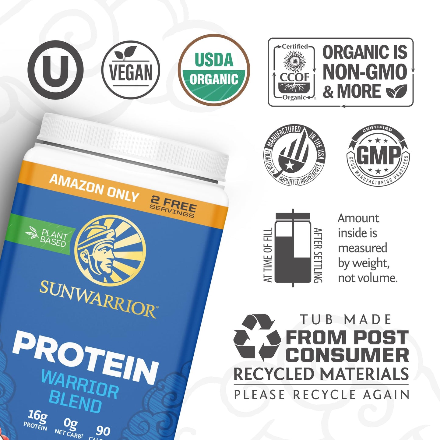 Organic Plant Based Protein Powder | Vegan Organic Protein Powder Vanilla Flavored with BCAA Amino Acids & Hemp Seed Pea Blend | Non-GMO Soy Dairy Filler & Gluten Free (Vanilla, 32 Servings) - Nirvana Guru
