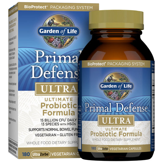 Garden of Life Whole Food Probiotic Supplement - Primal Defense ULTRA Ultimate For Digestive and Gut Health, 216 Vegetarian Capsules - Nirvana Guru