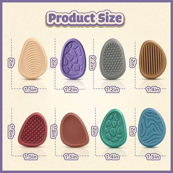 Fidget Toys Adults Sensory Stone: 8 Pack Texture Worry Stone for Kids Calming - Sensory Autism Toys for Anxiety Relief - Quiet Small Fidgets for Classroom Prizes nirvanaguru