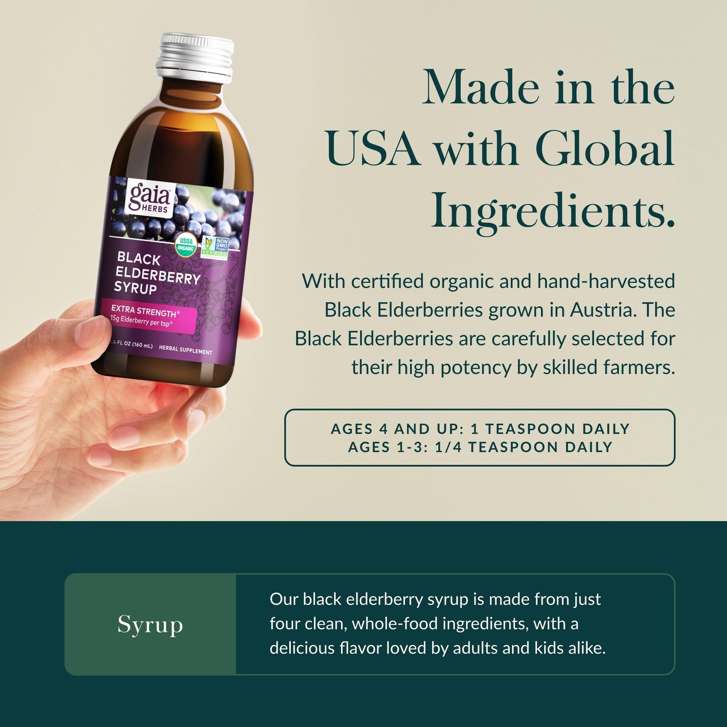 Gaia Herbs Black Elderberry(Sambucus Nigra) Syrup Extra Strength-Immune Support Supplement-Made with Organic Black Elderberries for Immune System-USDA Certified Organic Formula - Nirvana Guru