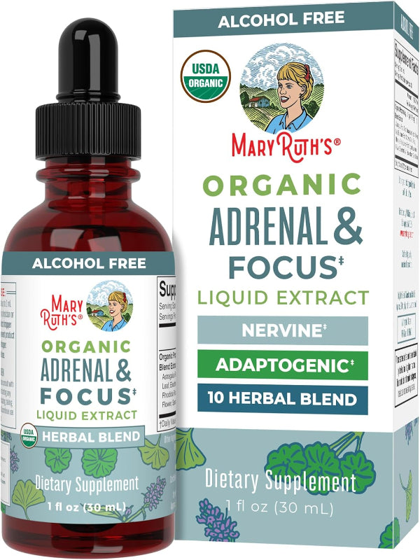 MaryRuth - USDA Organic Brain Nootropic Focus Supplement for Adults with Ginkgo Biloba & Astragalus | Focus & Adrenal Support | Brain and Memory Drops | Vegan | Non-GMO | Gluten Free | 30 Servings - Nirvana Guru