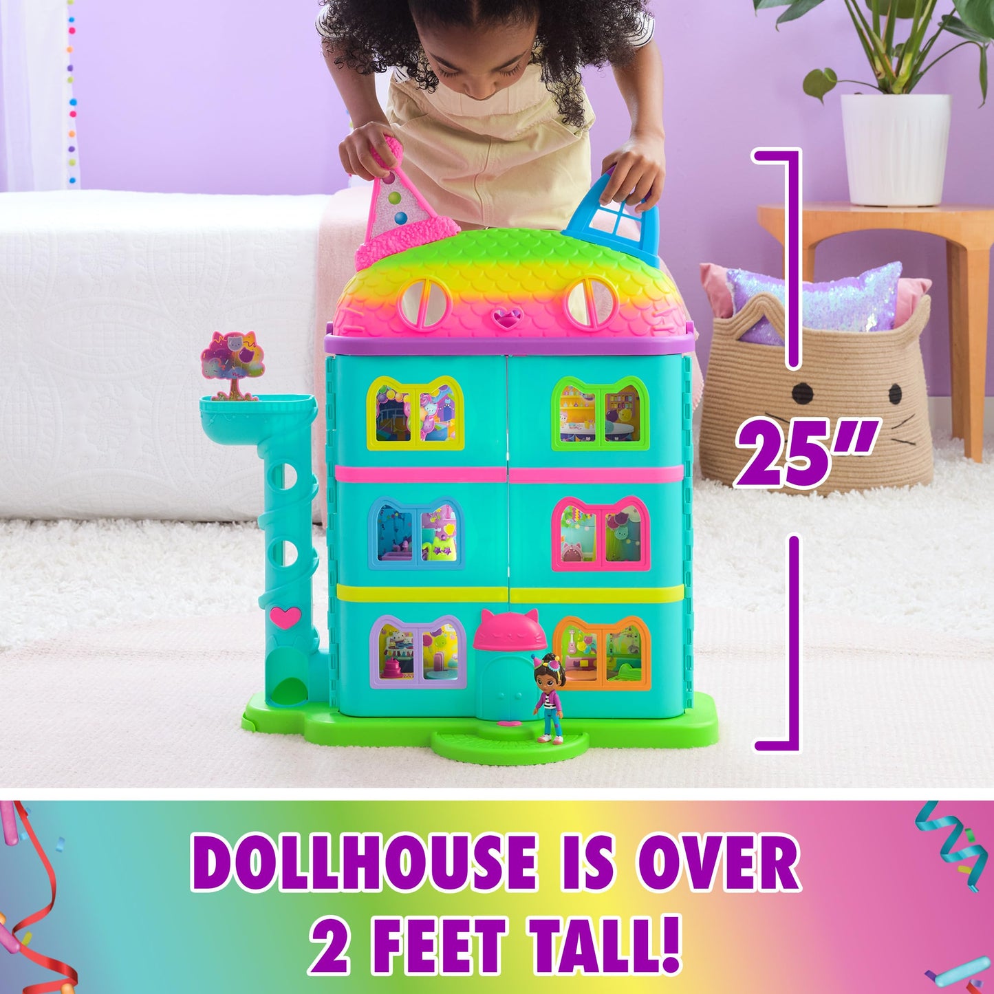 Gabby's Dollhouse, 14 Pc Celebration Dollhouse, 25-Inches Tall, with Toy Figures, Doll House Furniture & 10 Sounds, Kids Toys for Girls & Boys Ages 3+ Nirvana Guru