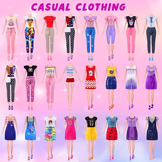 135 Pcs Doll Clothes and Accessories with Doll, Princess Gowns, Fashion Dresses, Slip Dresses, Top, Pants, Jumpsuit, Swimsuits, Shoes, Hangers, Doll Dress up Toys for Girls Kids Toddlers Toy Gifts nirvanaguru