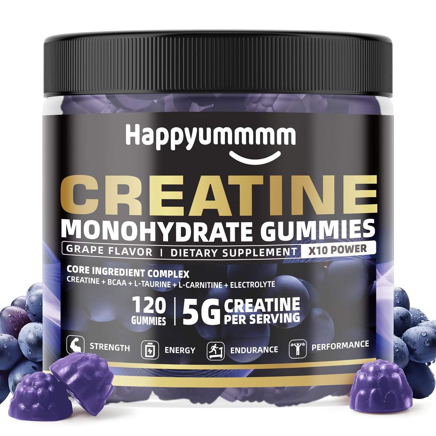Creatine Monohydrate Gummies 5000mg for Men & Women, Chewables Creatine Monohydrate for Muscle Strength, Muscle Builder, Energy Boost, Pre-Workout Supplement(90 Count)-Strawberry.