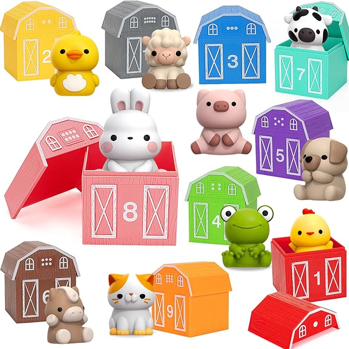 Learning Toys for 1,2,3 Year Old Toddlers, 20Pcs Farm Animals Toys Montessori Counting, Matching & Sorting Fine Motor Games, Christmas Birthday Easter Gift for Baby Boys Girls Age 12-18 Months nirvanaguru