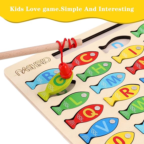 Magnetic Wooden Fishing Game Toy for Toddlers – Alphabet & Number Puzzle | Preschool Learning ABC Math Educational Toys for Kids Ages 3–5, Boys & Girls nirvanaguru
