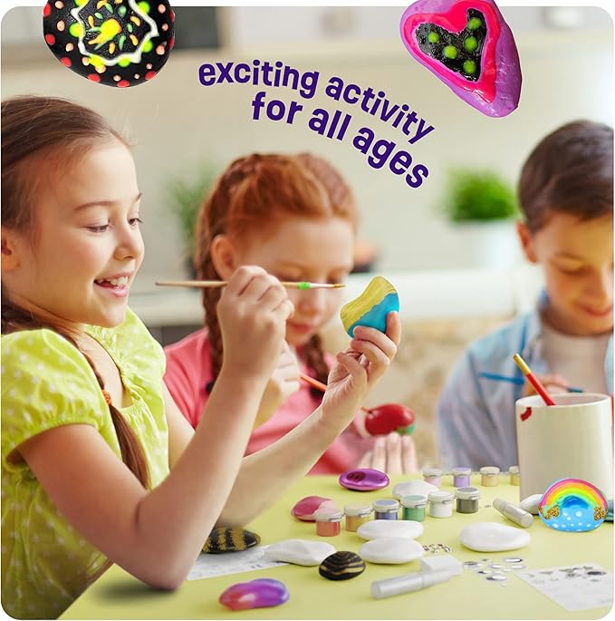 Dan&Darci Kids Rock Painting Kit - Glow in The Dark - Arts & Crafts Gifts for Boys and Girls Ages 6-12 - Craft Activities Kits - Creative Art Toys for 6, 7, 8, 9, 10, 11 & 12 Year Old Kid nirvanaguru