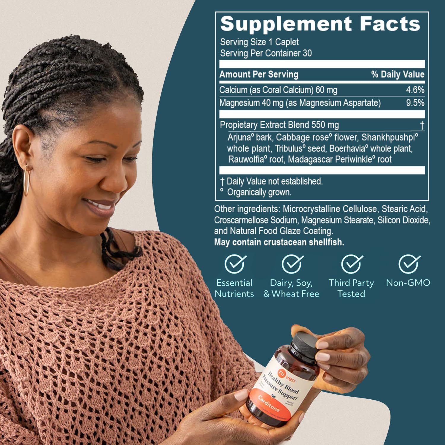 ruved Carditone, Doctor-Formulated, All-Natural Ayurvedic Herbal Supplement, Trusted for Over 30 Years, 30 Vegetarian Caplets Nirvana Guru