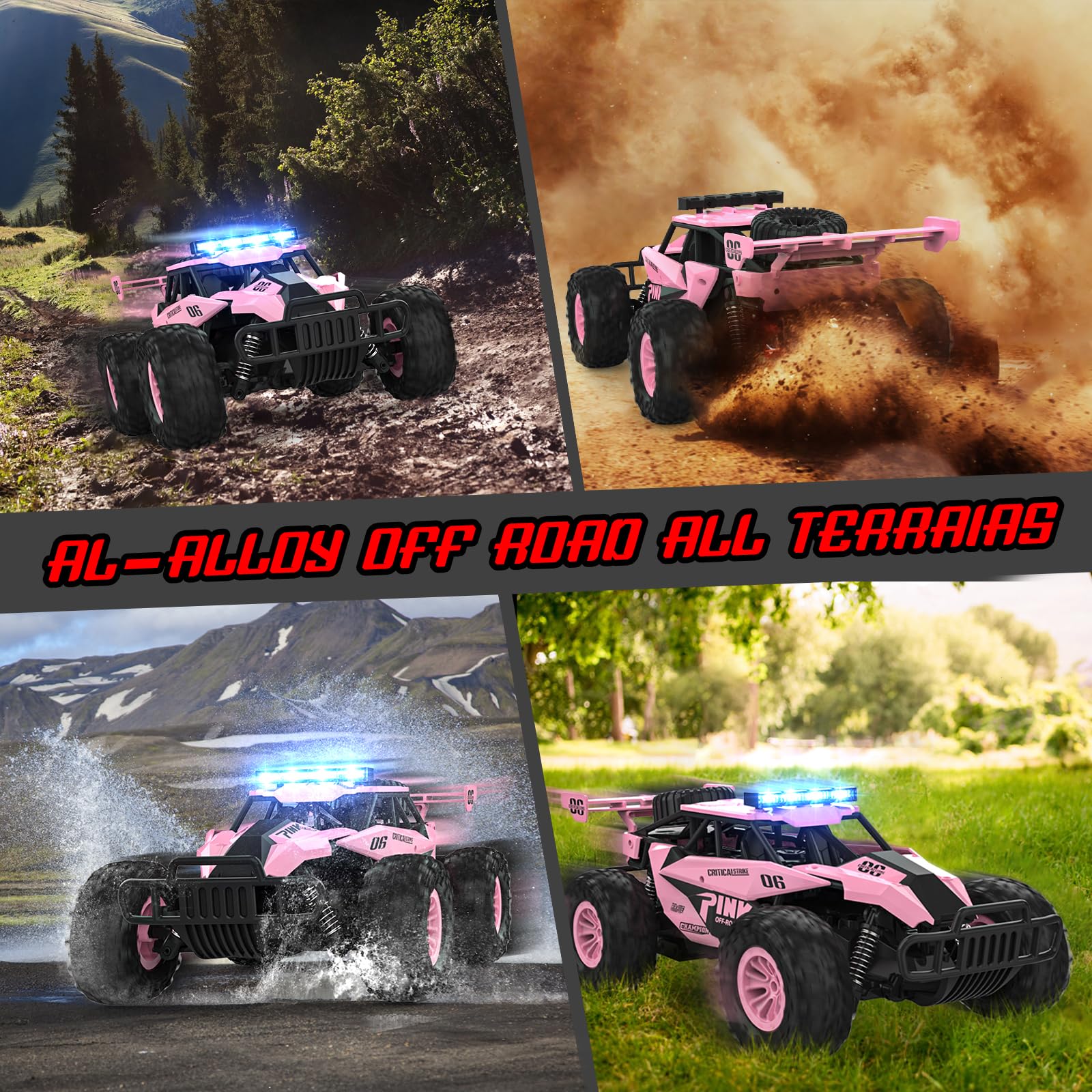 BLUEJAY Remote Control Car, 2.4GHz High Speed 33KM/H RC Cars Toys, 1:12 Monster RC Truck Off Road with LED Headlight and Rechargeable Battery Gifts for Adults Boys 8-12 Nirvana Guru