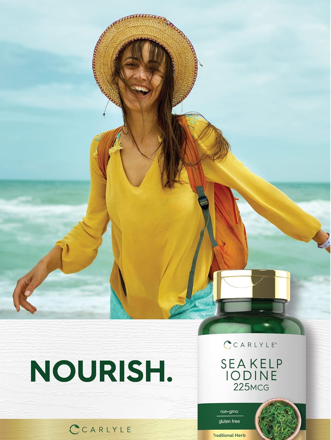Carlyle Sea Kelp Iodine Supplement | 225mcg | 300 Tablets | Non-GMO, Gluten Free | Traditional Herb Supplement Nirvana Guru
