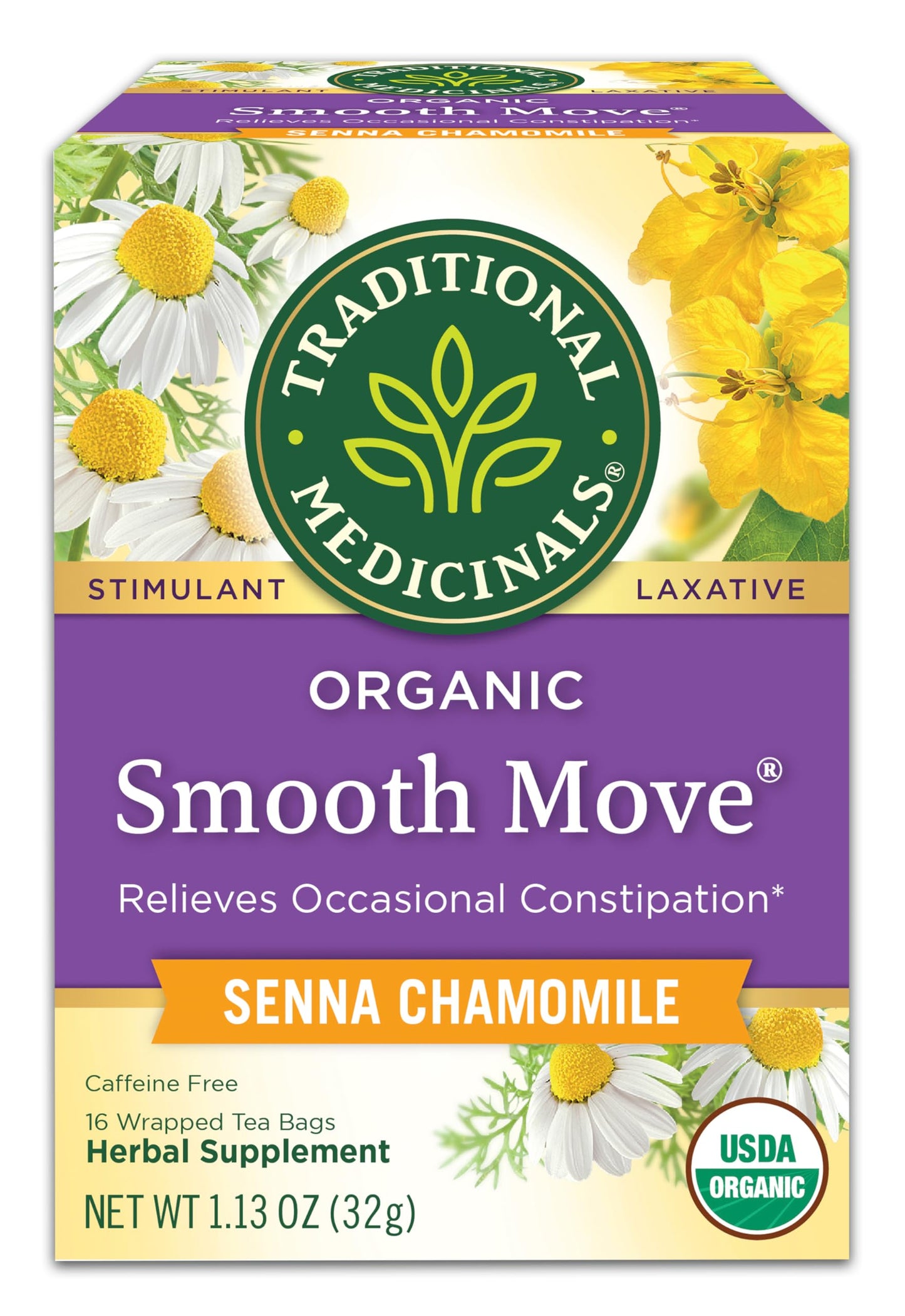 Traditional Medicinals Tea, Organic Smooth Move Peppermint, Relieves Occasional Constipation, Senna, 16 Tea Bags - Nirvana Guru