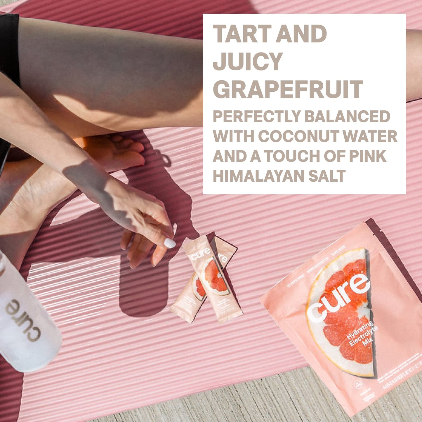 Cure Hydration | Plant-Based Electrolyte Drink Mix | No Added Sugar | FSA & HSA | Dehydration Relief Powder Made with Coconut Water | Non-GMO | Vegan | Pouch of 14 Packets - Berry Pomegranate