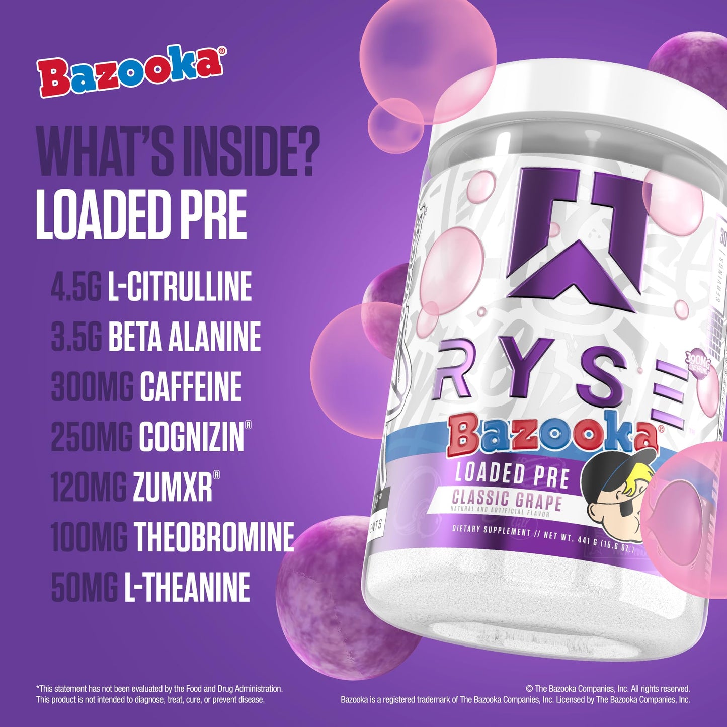 RYSE Loaded Pre Workout Powder - Ring Pop Cherry - Daily Pre-Workout for Men & Women with 325mg Caffeine, Beta Alanine, and Citrulline for Pump, Focus, and Energy - 30 Servings Nirvana Guru