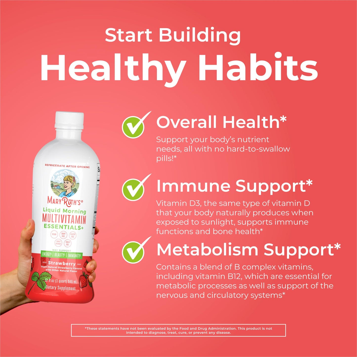 MaryRuth's Liquid Morning Multivitamin Essentials+ | Vitamin A C D E B6 B12 Biotin Zinc | Mens Womens Multivitamin | Immune Support | Beauty | Sugar Free | Vitamins for Ages 1+ | Vegan | 32 Fl Oz - Nirvana Guru