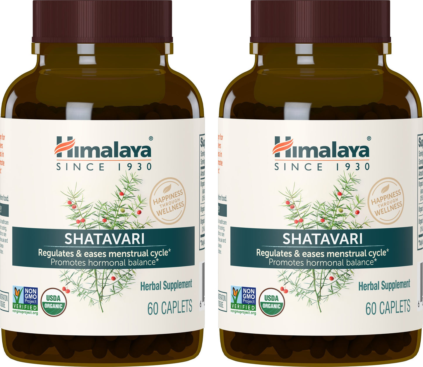 Himalaya Organic Shatavari for PMS, Menstrual Cramp Relief, Menopause Support, and Women's Health, 1,300 mg, 60 Caplets, 1 Month Supply - Nirvana Guru