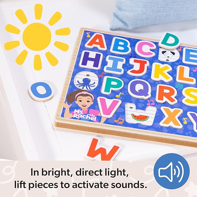 Melissa & Doug® Ms. Rachel™ Wooden Phonics Alphabet Sound Puzzle with Light-Activated Sound Effects, 24-Piece Toddler Toys for Boys and Girls Ages 2+ Years - FSC Certified nirvanaguru