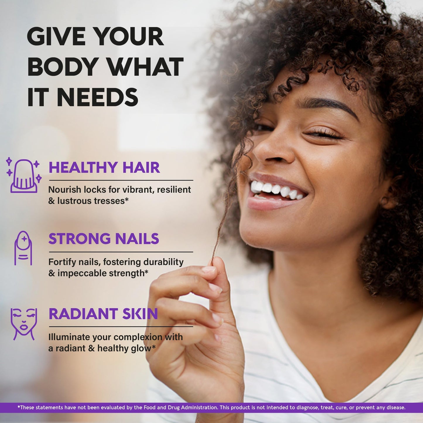 Biotin | Collagen | Keratin - Clinically Tested Supplement - Hair Growth Support, Skin & Nails - 25000 mcg Vitamins B2, B3, B6 & B7 + B1 & Hyaluronic Acid - Made in USA - Women & Men | 60 Capsules