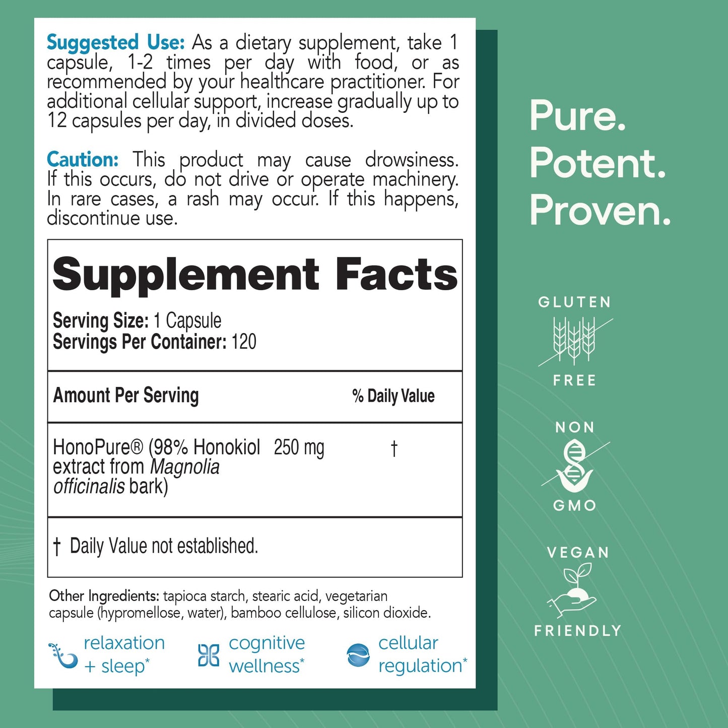 EcoNugenics – HonoPure – 120 Capsules | Professionally Formulated with 98% Pure Honokiol | Supports Cellular, Neurological & Cognitive Health | Safe, Effective & Highly Regarded Antioxidant - Nirvana Guru