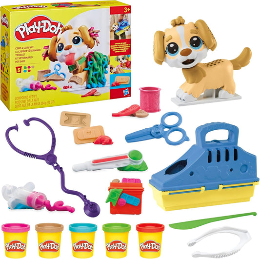 Play-Doh Care 'n Carry Vet Playset for Kids 3 Years and Up with Toy Dog, Storage, 10 Tools, and 5 Modeling Compound Colors, Non-Toxic Nirvana Guru