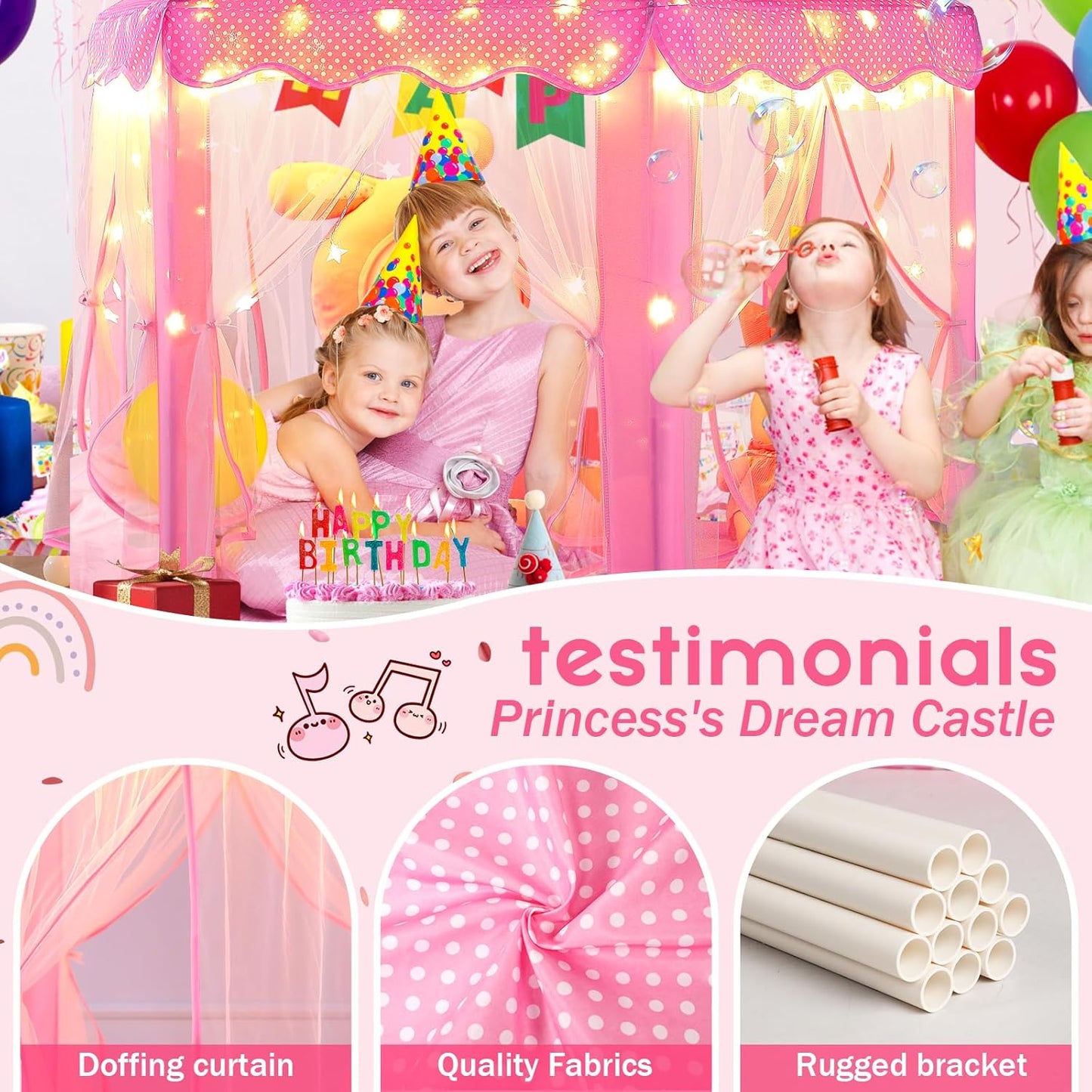 Monobeach Princess Tent Girls Large Playhouse Kids Castle Play Tent with Star Lights Toy for Children Indoor and Outdoor Games, 55'' x 53'' (DxH) Nirvana Guru