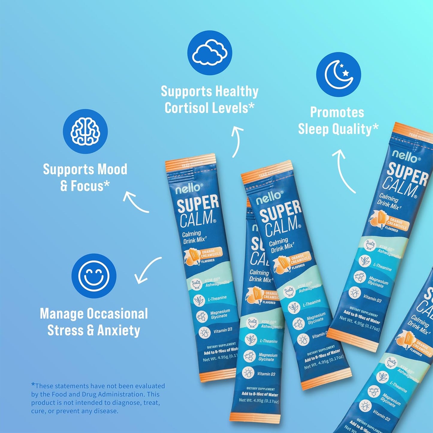 Supercalm Powdered Drink Mix, Raspberry Lemonade, L Theanine, Ksm-66 Ashwagandha, Magnesium Glycinate, Vitamin D 3, Supplements for Relaxation & Focus, No Sugar, Non GMO, On The Go, 20 Ct