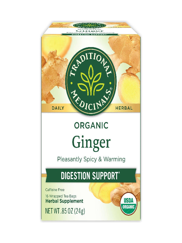 Traditional Medicinals Tea, Organic Ginger, Healthy Digestion, Pleasantly Spicy & Warming, 16 Tea Bags - Nirvana Guru