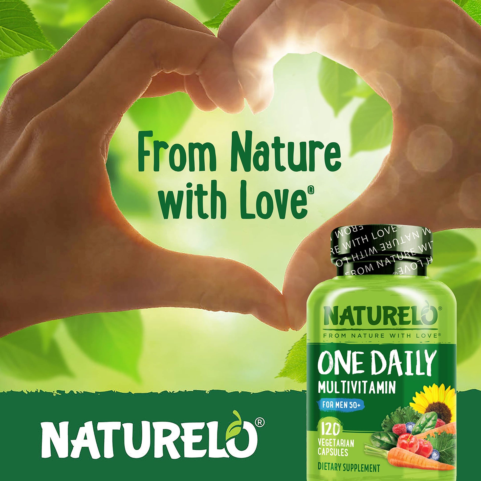 NATURELO Mens Multivitamins for Men 50+ - One Daily Multivitamin for Men with Vitamins, Minerals & Organic Whole Foods, Boost Energy & Health, Non-GMO, 60 Vegetarian Capsules - Nirvana Guru