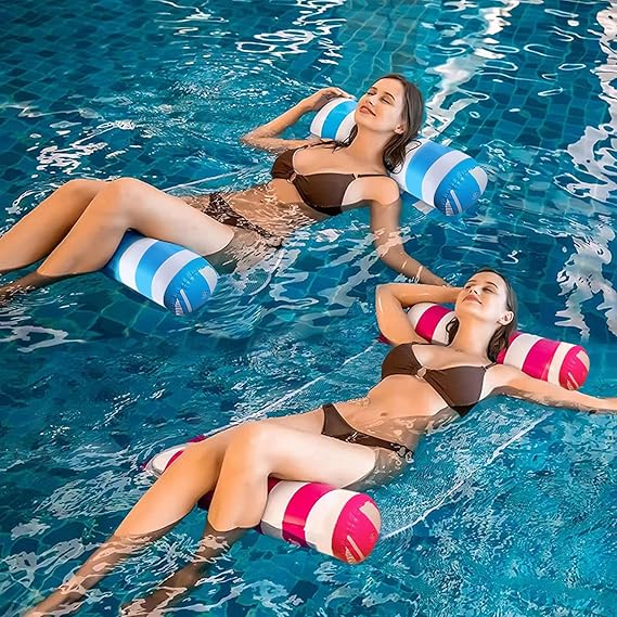 4 Pack Upgrated XL Water Pool Floats, 4-in-1 (Hammock, Saddle, Lounge Chair, Drifter) Multi-Purpose Water Pool Float, Non-Stick PVC Material nirvanaguru