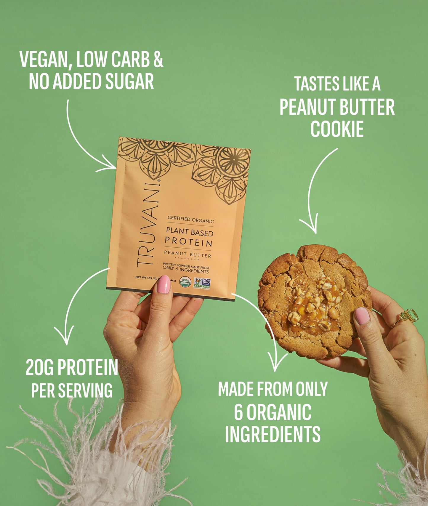 Truvani Vegan Protein Powder | Vanilla | 20g Organic Plant Based Protein | 18 Servings | Keto | Gluten & Dairy Free | Low Carb | No Added Sugar