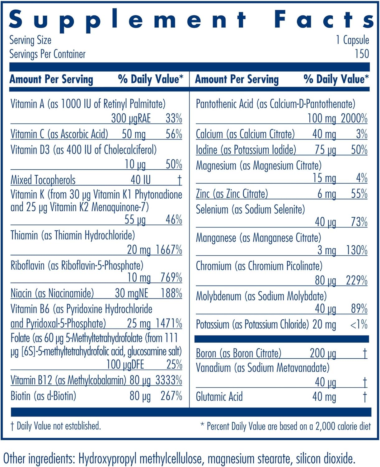Allergy Research Group - Multi-Vi-Min Without Copper and Iron - Hypoallergenic - 150 Vegetarian Capsules Nirvana Guru