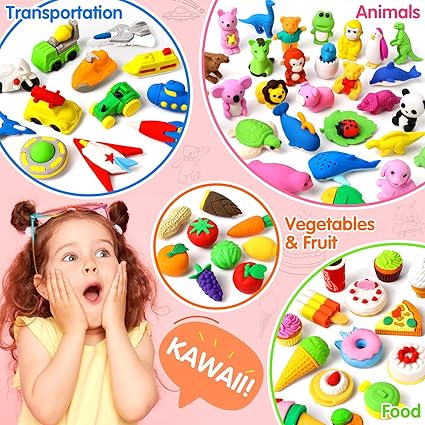 70 Pack Animal Erasers for Kids Bulk Desk Pets Classroom Prizes Treasure Box Toys for Classroom Supplies, 3D Puzzle Mini Erasers Pencil Eraser Back to School Supplies for Kids Party Favors (Random) nirvanaguru