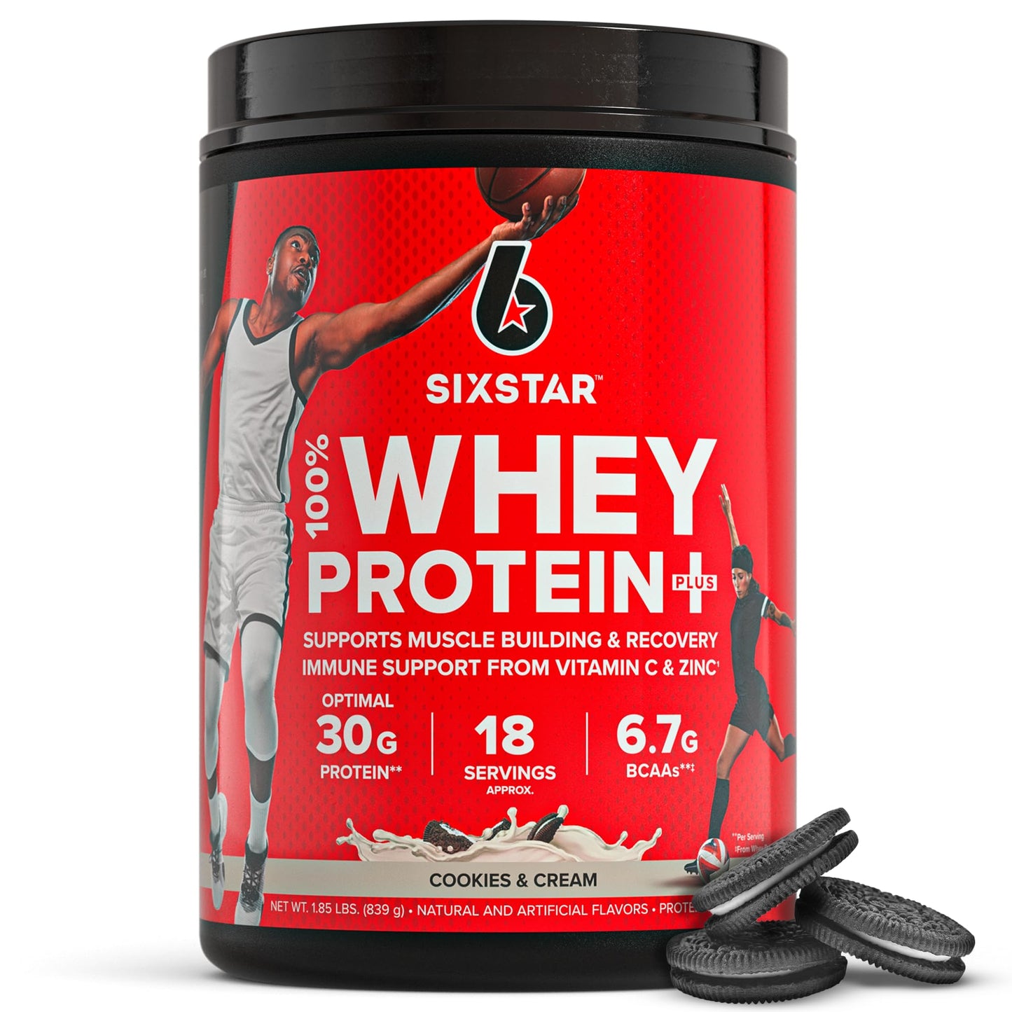 Six Star Whey Protein Powder Plus - Muscle Building & Recovery Formula with Whey Isolate Powder, BCAAs, 30g Protein, Immune Support - Post-Workout Supplement - Triple Chocolate, 1.8 lbs