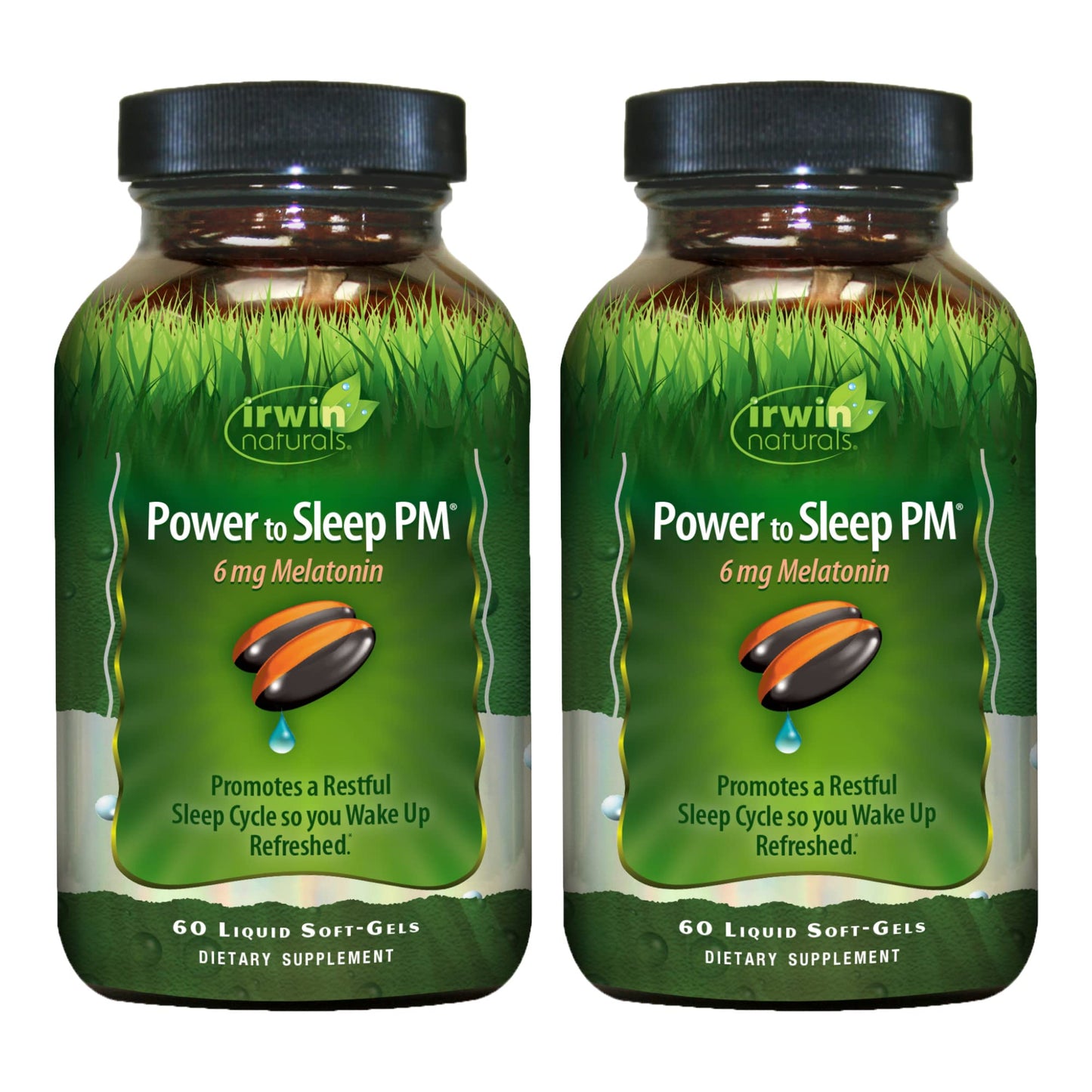Irwin Naturals Power to Sleep PM - 60 Liquid Soft-Gels - with 6mg Melatonin, GABA, Ashwagandha, Valerian Root & L-Theanine - 30 Servings - Nirvana Guru