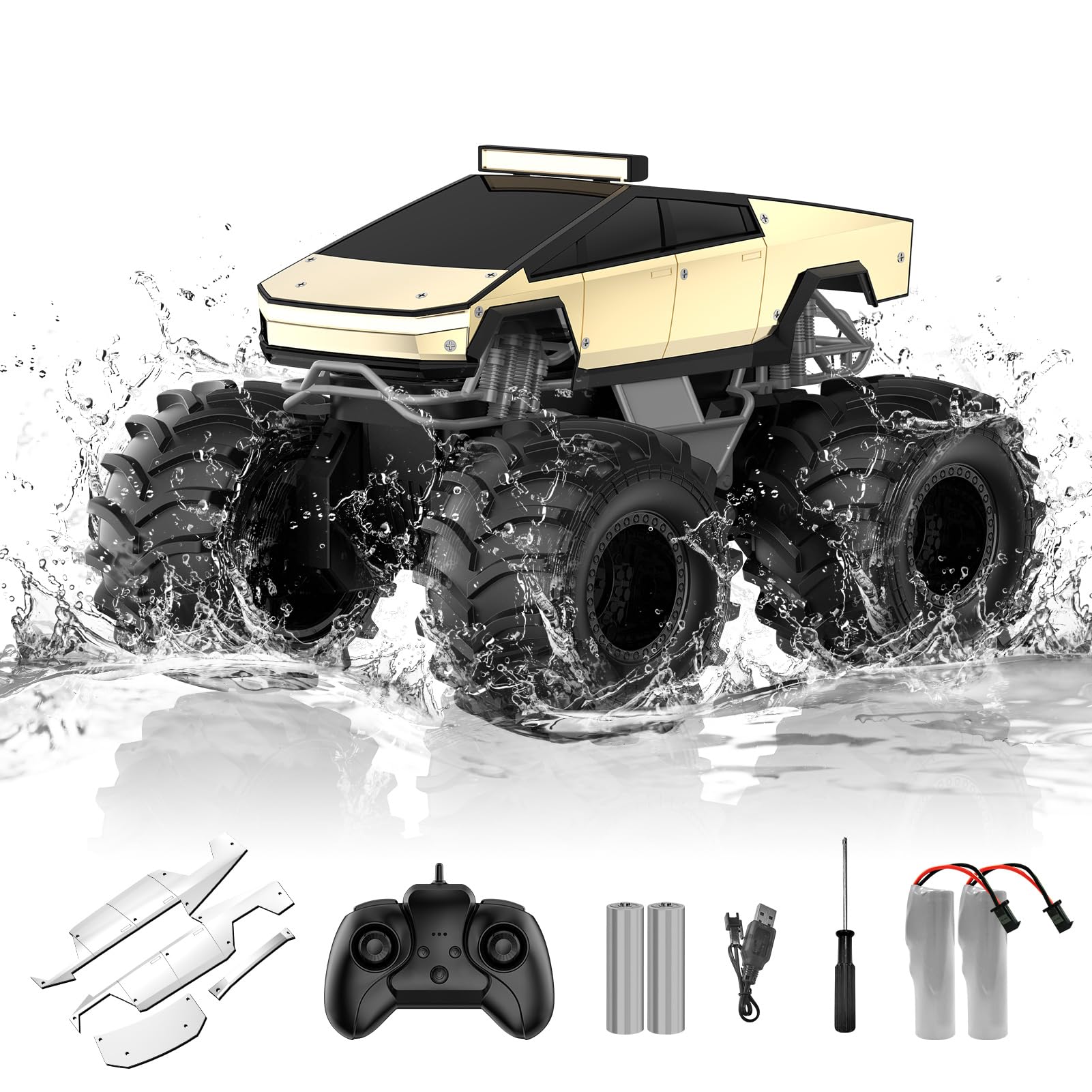 Remote Control Car for Boys, 1:18 Monster Trucks Toys Amphibious RC Cars, 2.4 GHz Waterproof RC Cyber Trucks, 4WD All Terrain Off-Road Pickup, Kids Toy for 6+ Year Old Boy Girl Christmas Birthday Gift Nirvana Guru