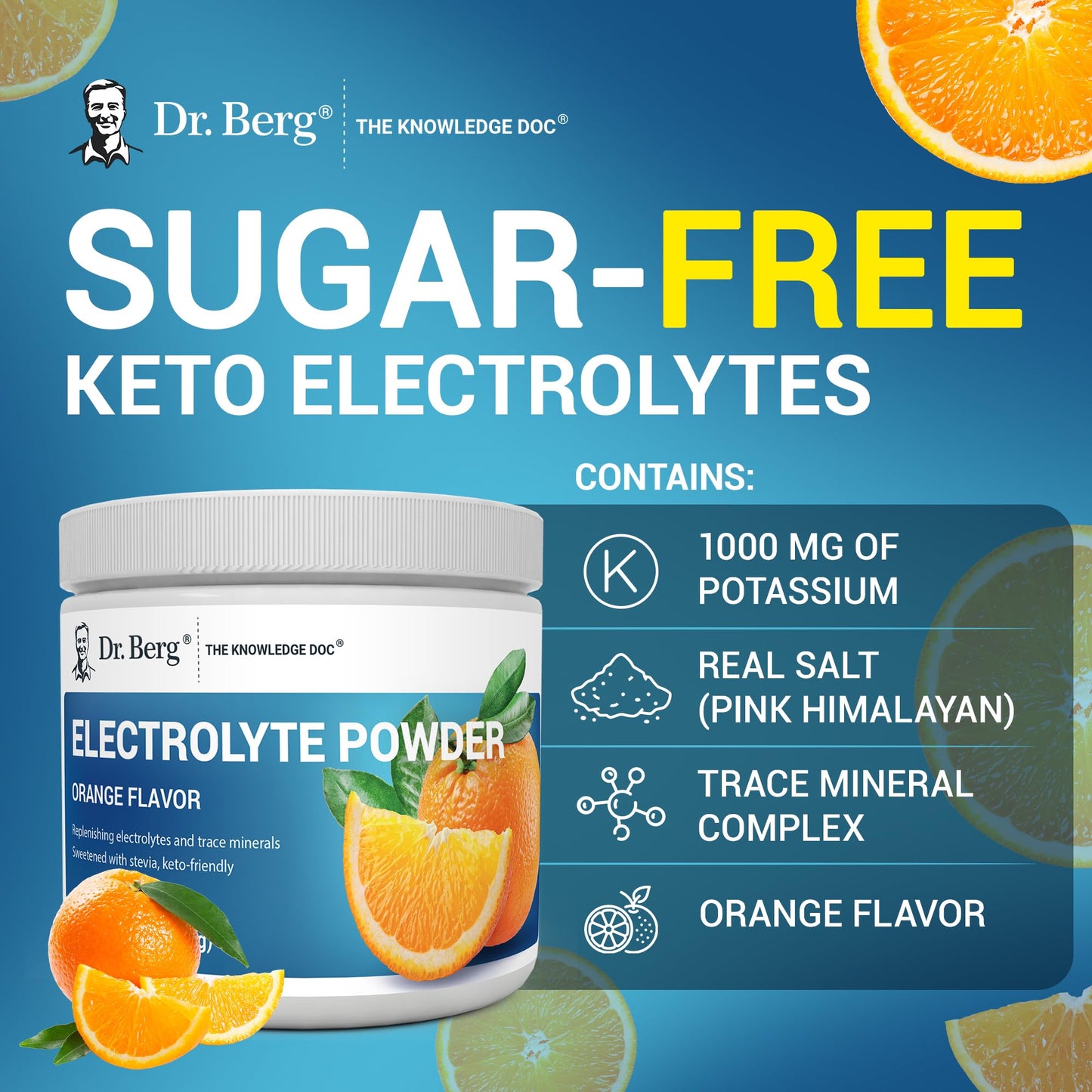 Dr. Berg Zero Sugar Hydration Keto Electrolyte Powder - Enhanced w/ 1000 mg of Potassium & Real Pink Himalayan Salt (NOT Table Salt) - Raspberry & Lemon Flavor Hydration Drink Supplement, 100 Servings Nirvana Guru