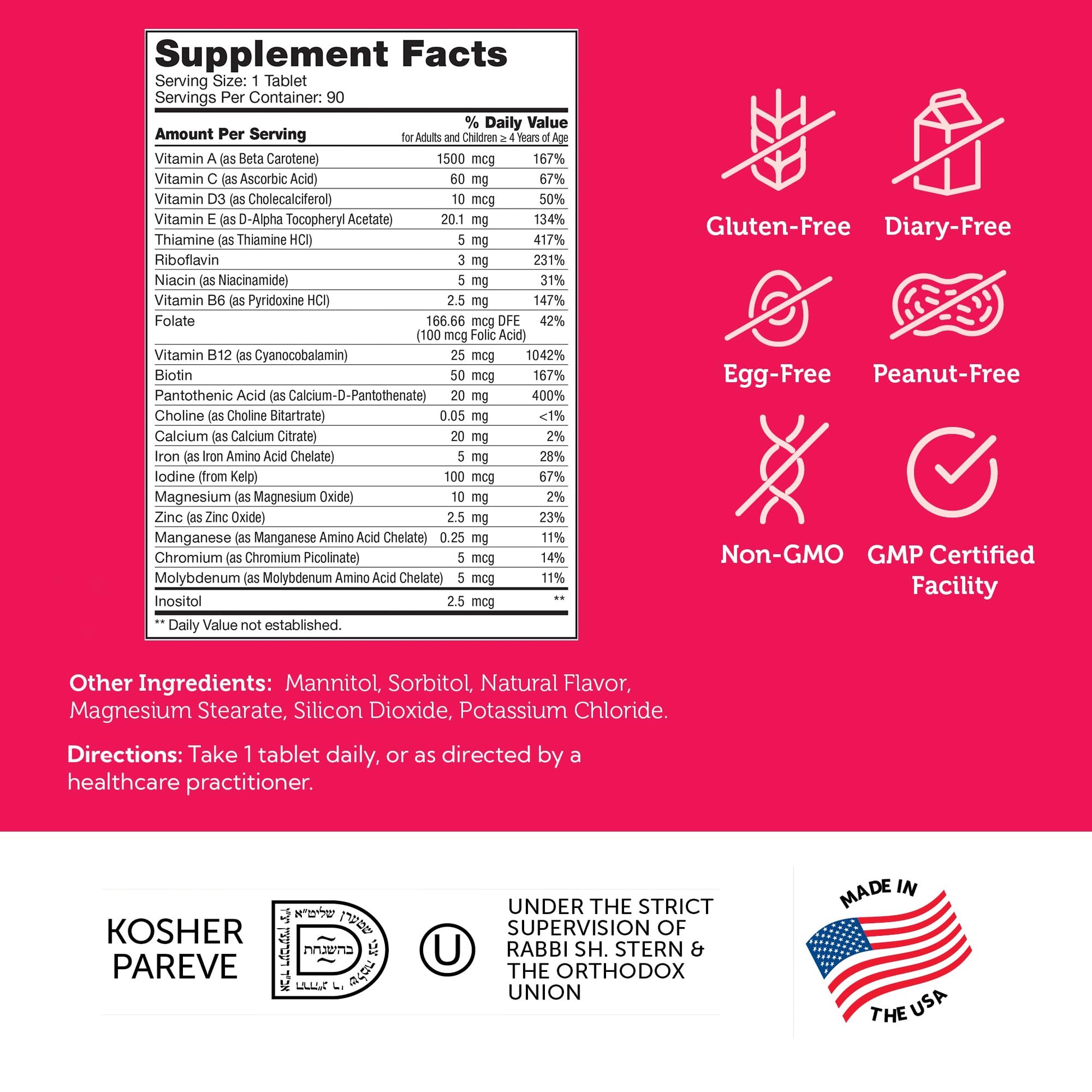 Zahler Kids Multivitamin Chewable Vitamin Tablet - Complete One Daily Kids Vitamins Supplement - Contains 20+ Minerals & Vitamins for Kids & Toddlers - Kosher Multivitamins Cherry Flavor (90) - Nirvana Guru